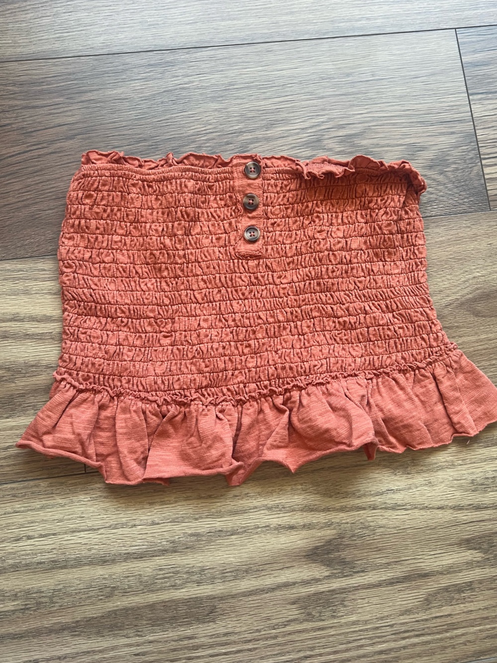 We The Free People Babe Smocked Ruffle Tube Top Orange M